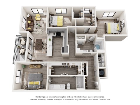 Floor plan for 3 beds, 2 baths, 1620 sqft